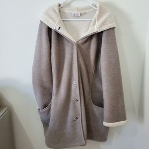Denim&Co Grey Fleece Hooded Winter Coat